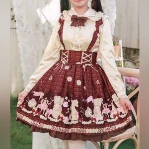Chocolate Bear Lolita Suspender Skirt